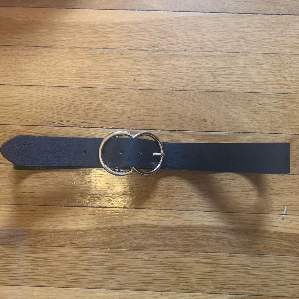 Black and Gold Faux Leather Belt